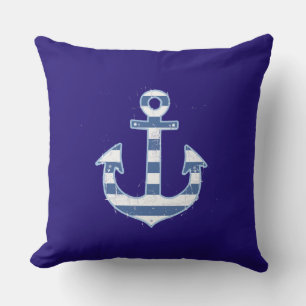 Coussin beach house nautical striped anchor