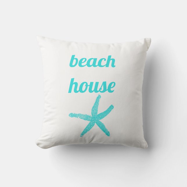 Coussin Beach House Nautical Turquoise Blue Starfish Cuisi (Recto)