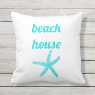 Coussin Beach House Nautical Turquoise Blue Starfish Cuisi