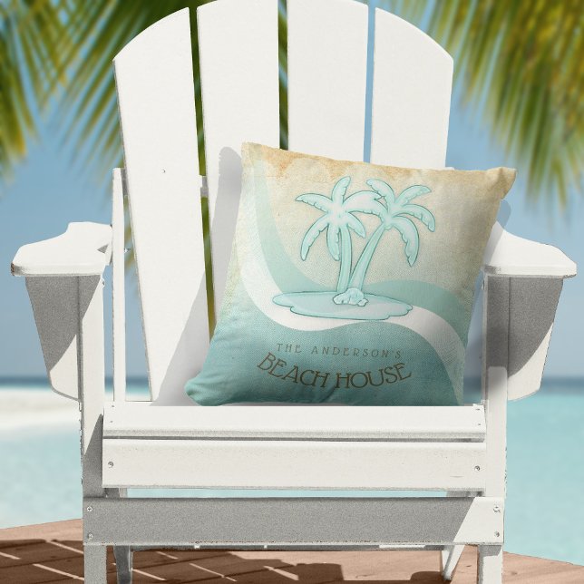 Coussin Beach House Palm Trees Aqua ID623 (Créateur téléchargé)