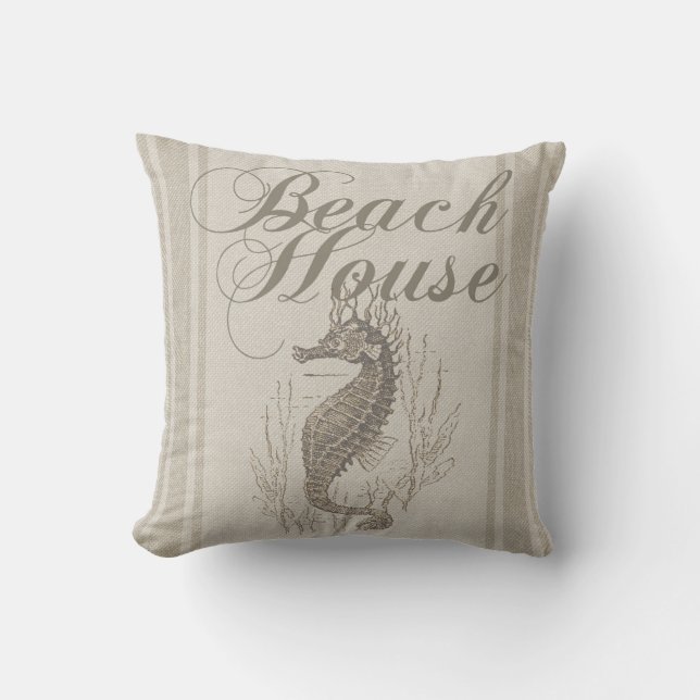 Coussin Beach House Seahorse Seashore (Recto)
