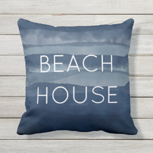 Coussin Beach House Watercolor Marine Océan bleu