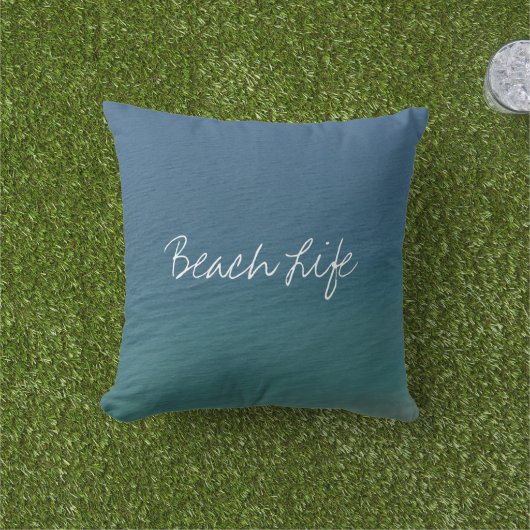 Coussin Beach Life Citations Ocean Water Blue Abstrait Cut (Herbe)