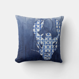 Coussin Beach Ombre Aquarelle Shibori Navy Blue Lobster