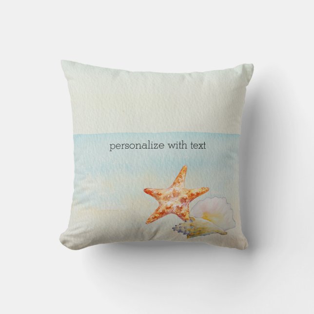 Coussin Beach Tropical avec Starfish et Conch (Recto)