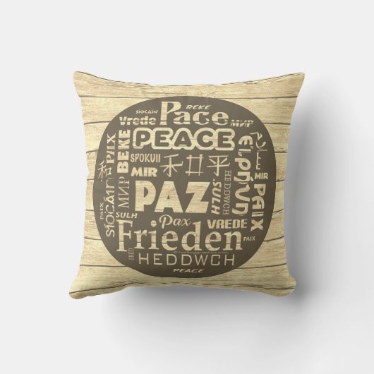 coussin Beachcomber, la paix dans plusieurs langue (Verso)