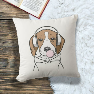 Coussin Beagle décontracté avec un chewing-gum Bulldog mig