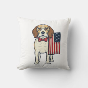 Coussin Beagle patriotique avec drapeau vintage vector art