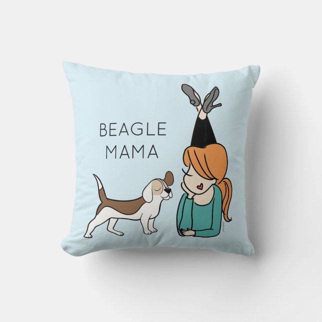 Coussin Beagle personnalisé Mama Jeu d'oreiller (Recto)