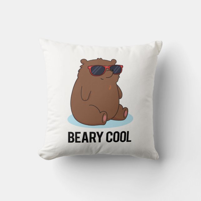Coussin Béaire Cool Funky Brown Bear Pun (Recto)
