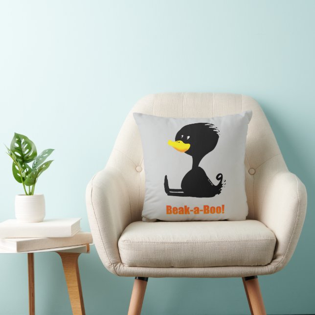Coussin Beak-a-Boo! Cute Cartoon Duck with Funny Pun (Chaise)