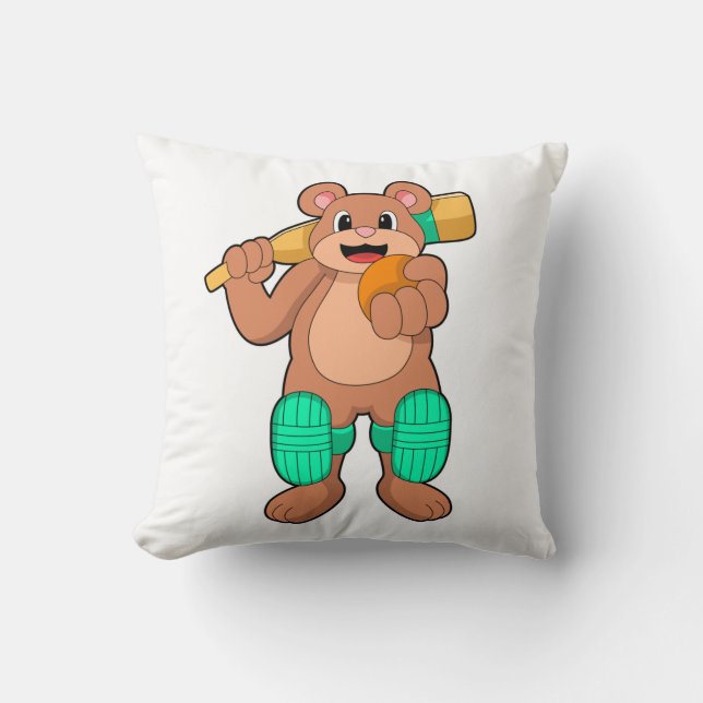Coussin Bear at Cricket with Cricket bat (Recto)