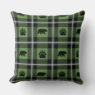 Coussin Bear blanche et noire et flanelle paw