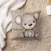 Coussin Bear Burlap Nom Rustique Aquarelle (Couverture)