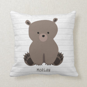 Coussin Bear Cube Gris Bois