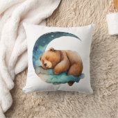 Coussin Bear en peluche mignonne dormant sur la lune du cr (Couverture)
