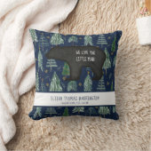Coussin Bear Navy Blue Woodland Forest Chiffres de naissan (Couverture)