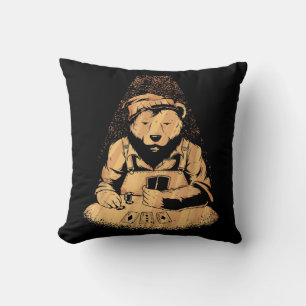 Coussin Bear Poker Playing Cards Lucky Gambler