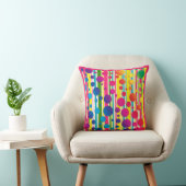 Coussin [Beatnik Bubbles] Rétro pois rayés rose (Chaise)