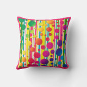Coussin [Beatnik Bubbles] Rétro pois rayés rose (Verso)