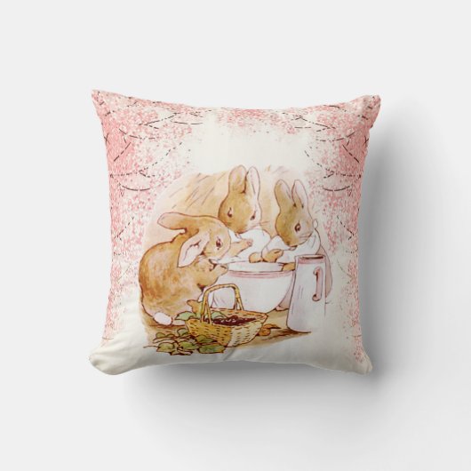 Coussin Beatrix Potter Bunnies, Baby shower, Rose, Personn (Recto)