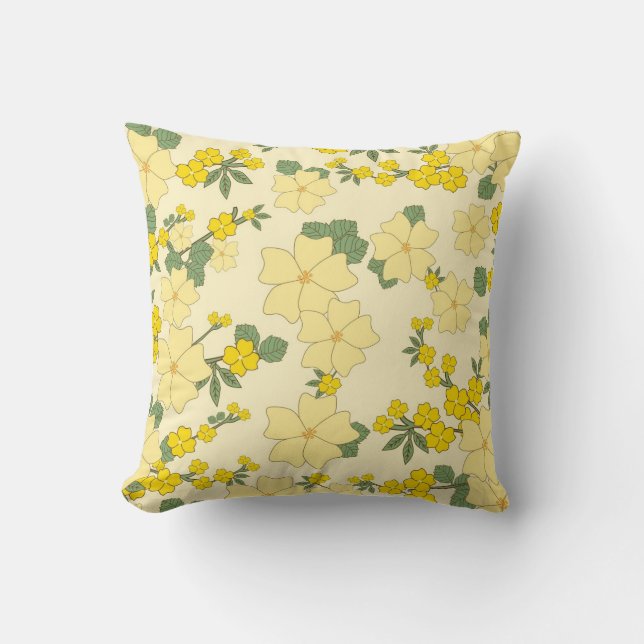 Coussin Beau art floral jaune (Recto)