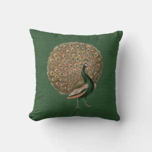 Coussin Beau art paon, personnalisé