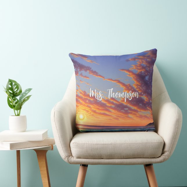 Coussin Beau bleu Turquoise Ocean Sunset (Chaise)