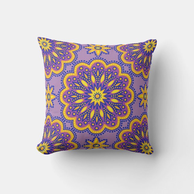 Coussin Beau Boho pourpre Talavera Carrelage (Recto)