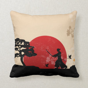 Coussin Beau carreau samouraï japonais d'arrière - plan