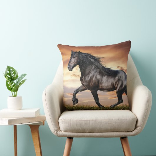 Coussin Beau Cheval Noir (Chaise)