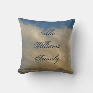 Coussin Beau Ciel Bleu Photo Nom de famille Nuages Blancs