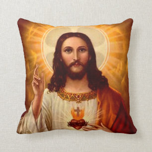 Coussin Beau coeur sacré religieux d'image de Jésus