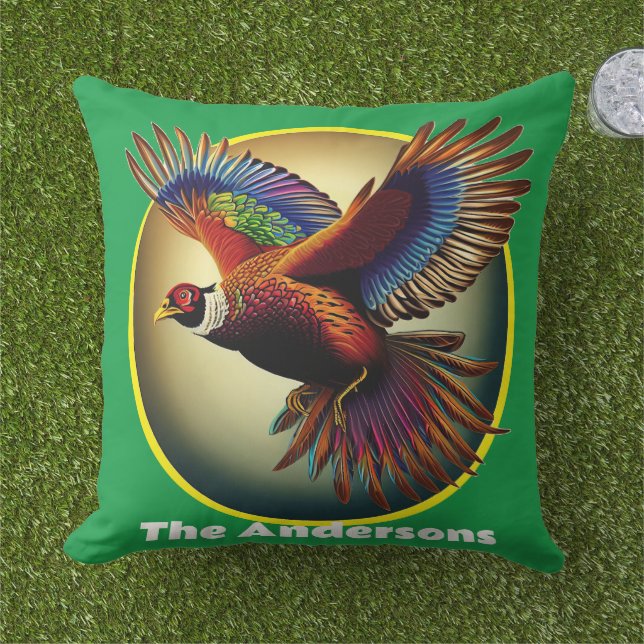 Coussin Beau coq de faisan (Herbe)