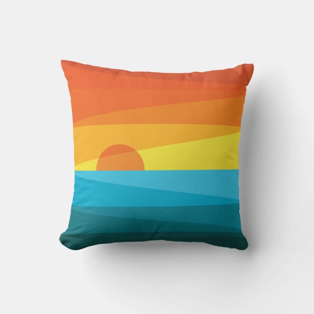 Coussin Beau coucher de soleil et vagues de mer (Recto)