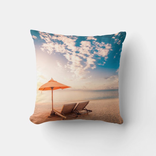 Coussin Beau coucher du soleil de plage des Maldives (Recto)