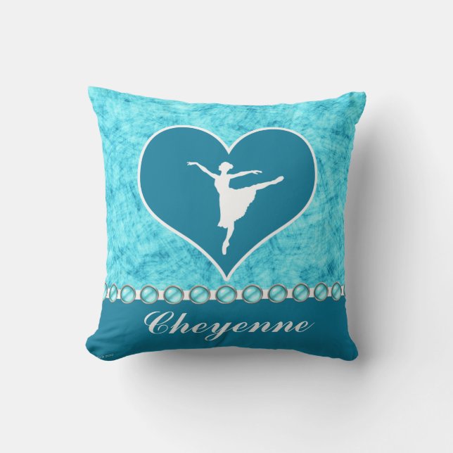 Coussin Beau danseur de turquoise avec le monogramme (Recto)