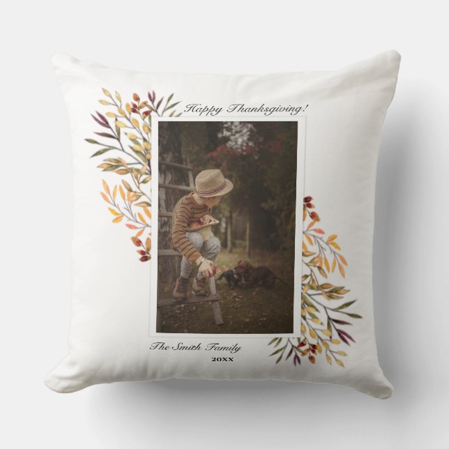 Coussin Beau feuillage d'automne Thanksgiving Photo (Recto)