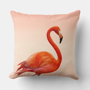 Coussin Beau Flamant Rose sur Corail Clair