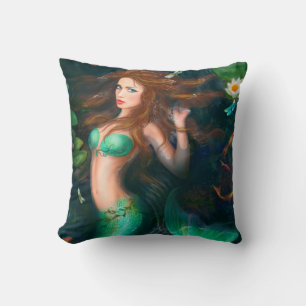 Coussin Beau Imaginaire sirène dans lac avec lili