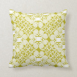Coussin Beau jaune celtique de moutarde de carreau de