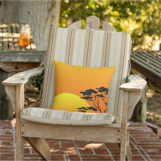 Coussin Beau Jaune Orange Safari Afrique coucher de soleil