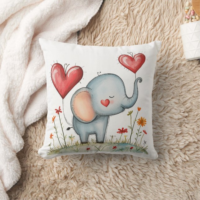 Coussin beau joli bébé éléphant peint (Couverture)