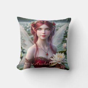 Coussin Beau juillet Fée dans les nymphes d'eau
