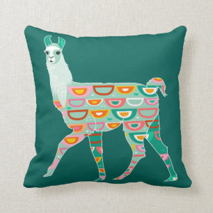 Coussin Beau lama vert - carreau