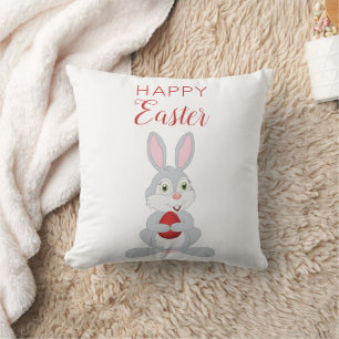 Coussin Beau lapin de Pâques Oeuf de Pâques Rouge