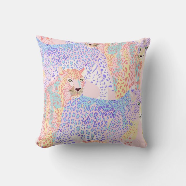 Coussin Beau léopard Motif sans mer illustration Ar (Recto)