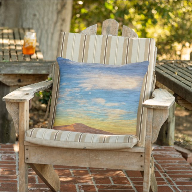 Coussin Beau Lever de Soleil sur Dunes de Sable sur Bois (Chaise)