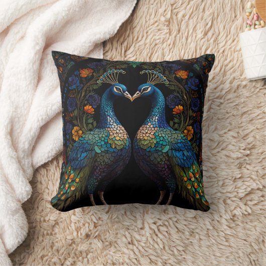 Coussin Beau Majestic Peacock Couple (Couverture)