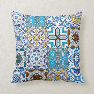 Coussin 🤩 Beau mélange d'Oreiller à lancer Azulejos